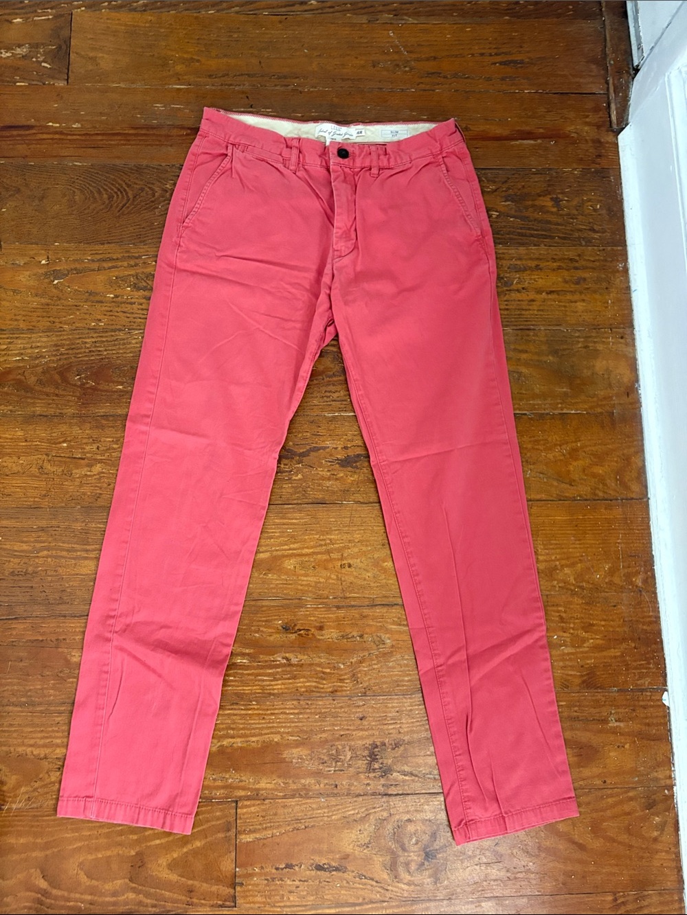 Men's Casual Chino Pants in Coral Pink